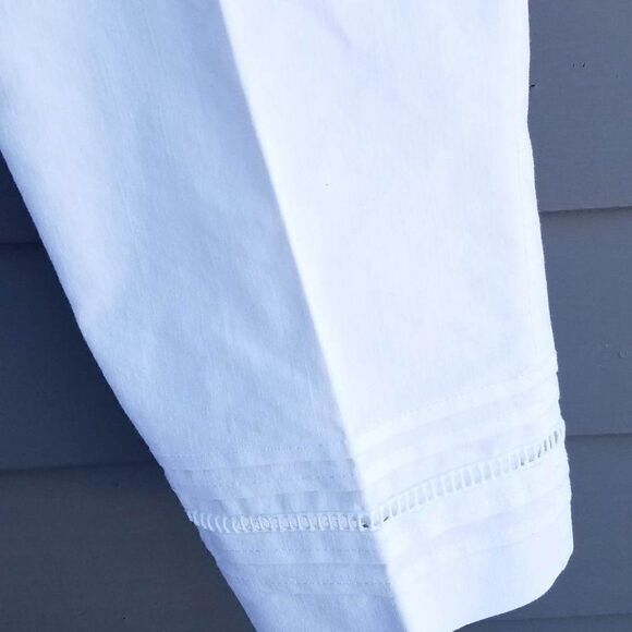 Zac & Rachel White Cotton Blend Cropped Pants size 10 - Picture 9 of 13